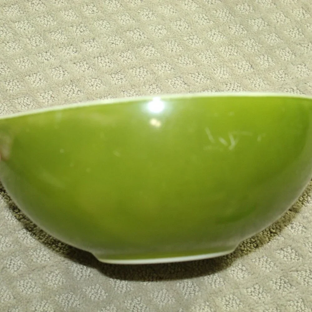 Vintage Pyrex VERDE GREEN Avocado Cinderella Nesting Mixing Bowls Set #443 #444